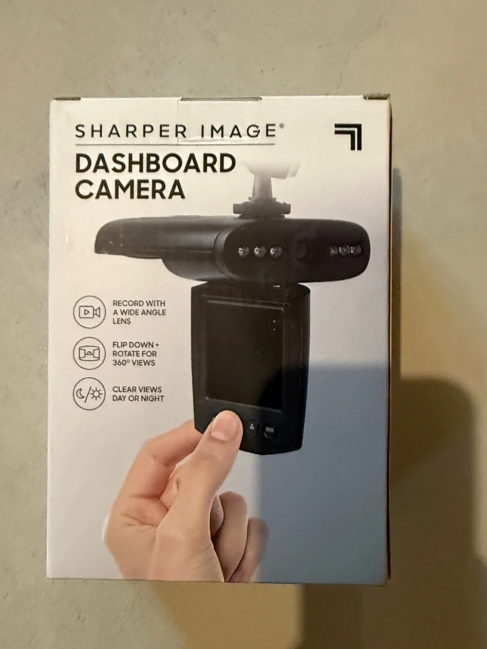 Sharper Image Black Dashboard Camera with Wide-Angle Lens